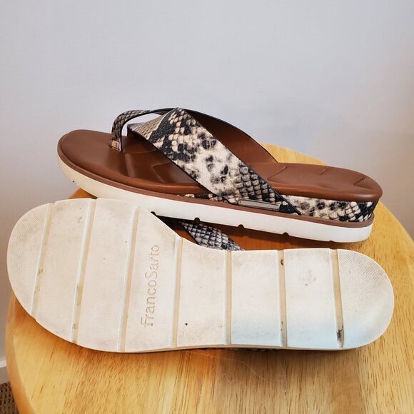 Franco Sarto Darious Deja Snake Print Thong Sandals 9.5M/39.5 - Picture 3 of 3